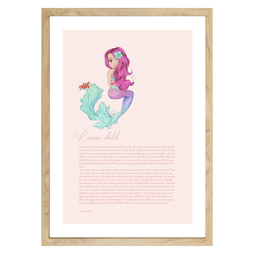 Cancer Child Mermaid Framed Printed Wall Art