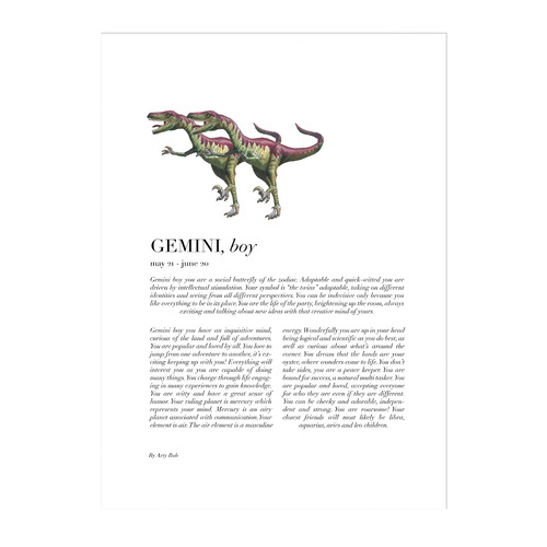 Gemini Child Dino Velociraptor Framed Printed Wall Art