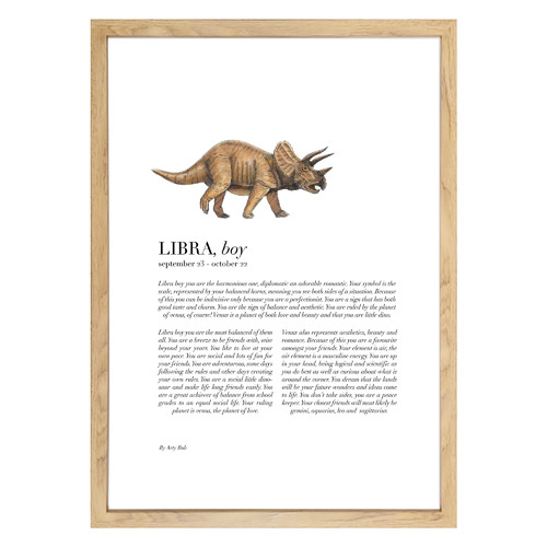 Libra Child Dino Triceratops Framed Printed Wall Art