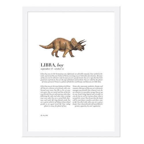 Libra Child Dino Triceratops Framed Printed Wall Art