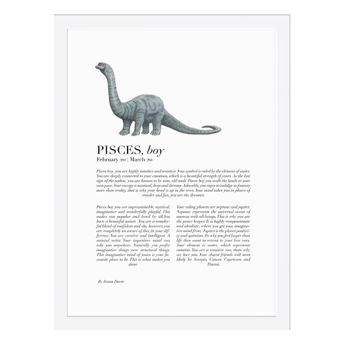 Pisces Child Dino Brachiosaurus Framed Printed Wall Art
