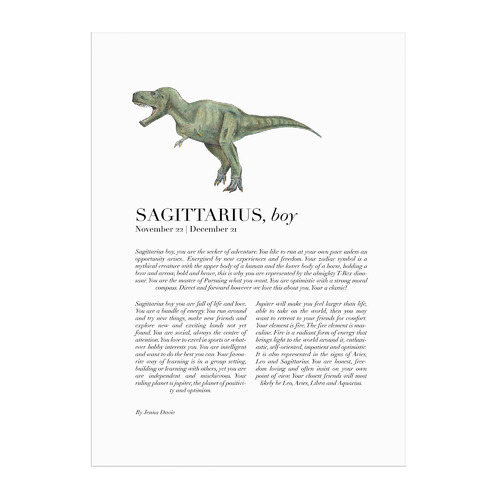Sagittarius Child Dino T-Rex Framed Printed Wall Art