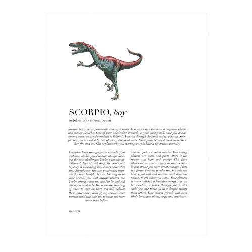 Scorpio Child Dino Velociraptor Framed Printed Wall Art