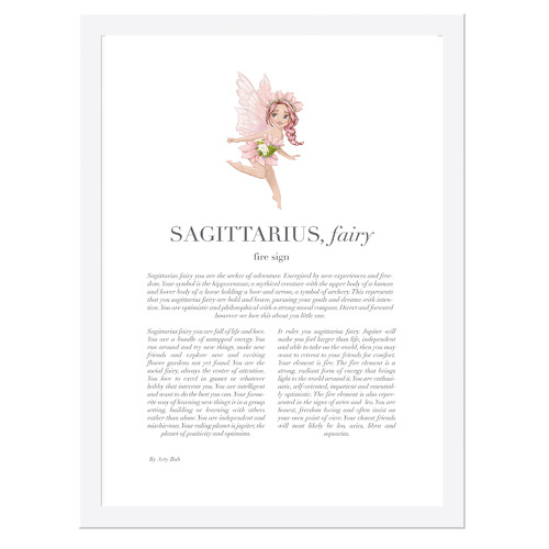 Pink Sagittarius Child Framed Printed Wall Art