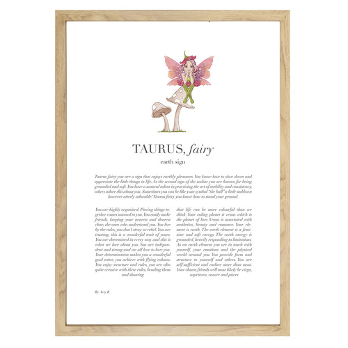Pink Taurus Child Framed Printed Wall Art