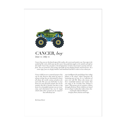 Cancer Child, Monster Truck Framed Printed Wall Art
