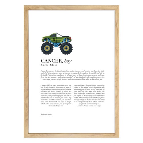Cancer Child, Monster Truck Framed Printed Wall Art