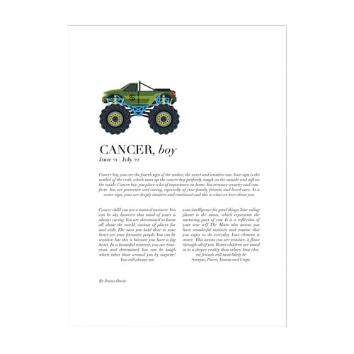 Cancer Child, Monster Truck Framed Printed Wall Art