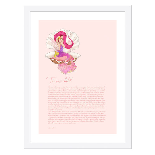Taurus Child Mermaid Framed Printed Wall Art