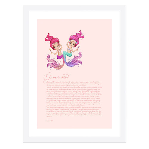 Gemini Child Mermaid Framed Printed Wall Art