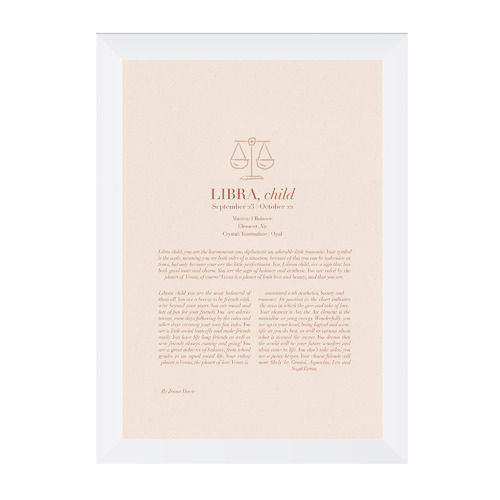 Blush Libra Child Framed Printed Wall Art