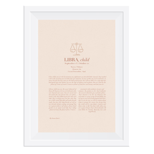 Blush Libra Child Framed Printed Wall Art