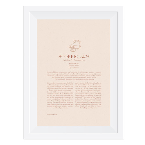 Blush Scorpio Child Framed Printed Wall Art