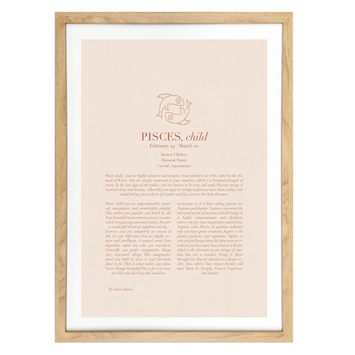 Blush Pisces Child Framed Printed Wall Art