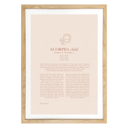 Blush Scorpio Child Framed Printed Wall Art
