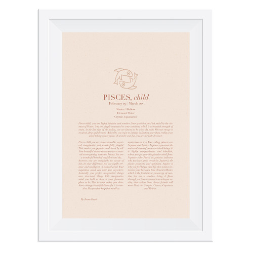 Blush Pisces Child Framed Printed Wall Art