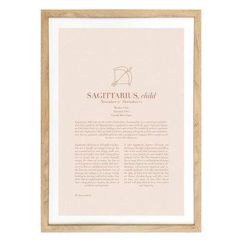 Blush Sagittarius Child Framed Printed Wall Art
