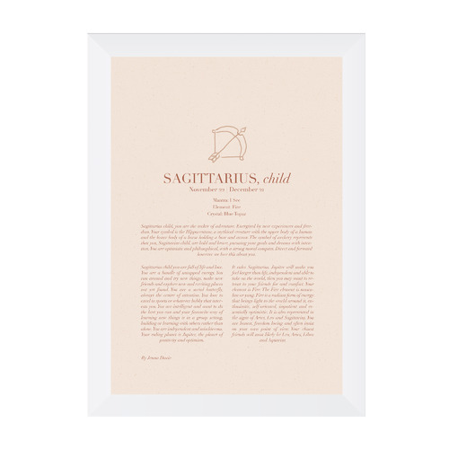 Blush Sagittarius Child Framed Printed Wall Art