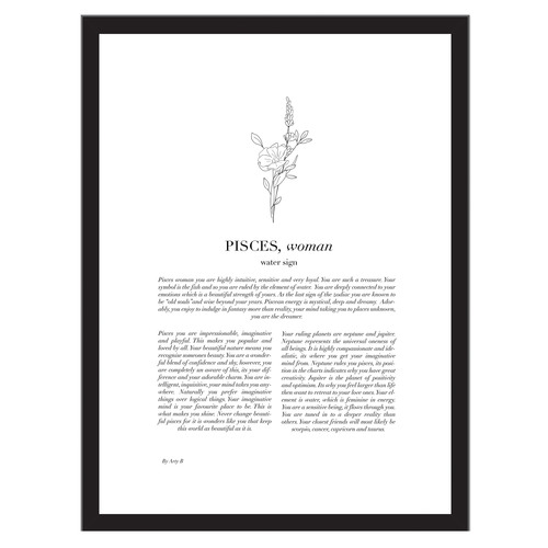 Zodiac Woman I Pisces Framed Printed Wall Art
