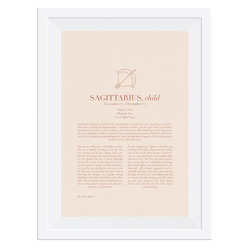 Blush Sagittarius Child Framed Printed Wall Art