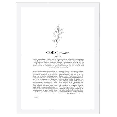 Zodiac Woman I Gemini Framed Printed Wall Art