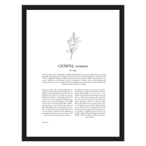Zodiac Woman I Gemini Framed Printed Wall Art