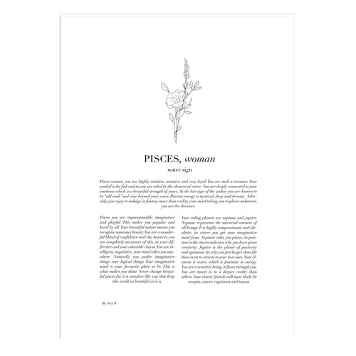 Zodiac Woman I Pisces Framed Printed Wall Art