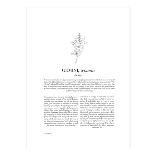 Zodiac Woman I Gemini Framed Printed Wall Art