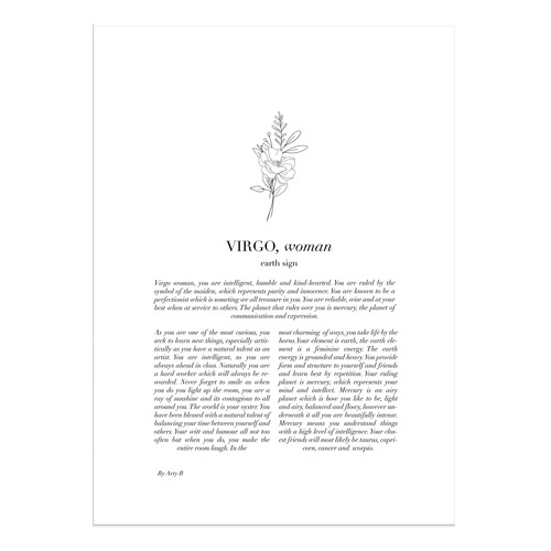 Zodiac Woman I Virgo Framed Printed Wall Art