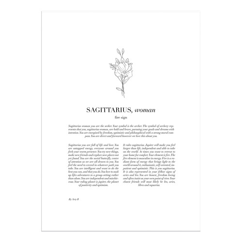 Zodiac Woman I Sagittarius Framed Printed Wall Art