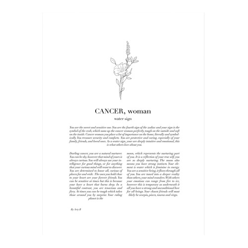 Zodiac Woman I Cancer Framed Printed Wall Art