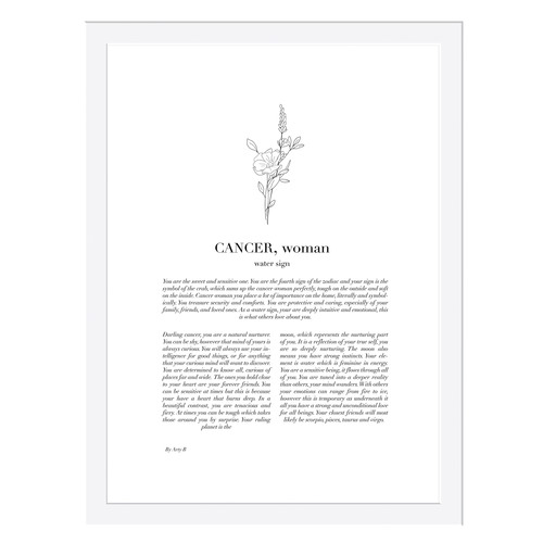 Zodiac Woman I Cancer Framed Printed Wall Art