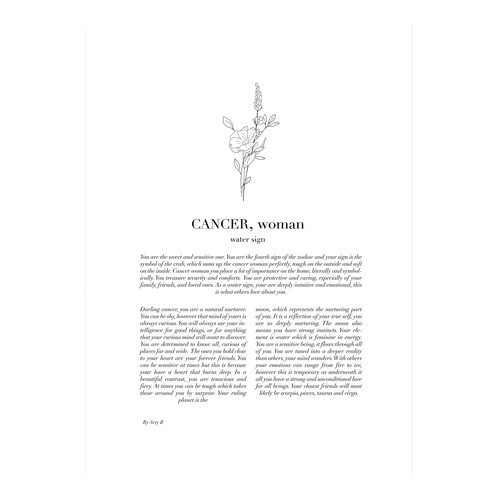 Zodiac Woman I Cancer Framed Printed Wall Art