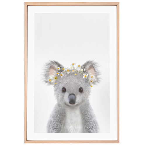 Baby Koala Daisy Crown Framed Printed Wall Art