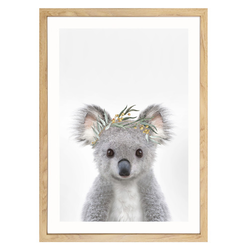 Baby Koala Eucalyptus Crown Framed Printed Wall Art