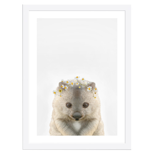 Baby Wombat Daisy Crown Framed Printed Wall Art