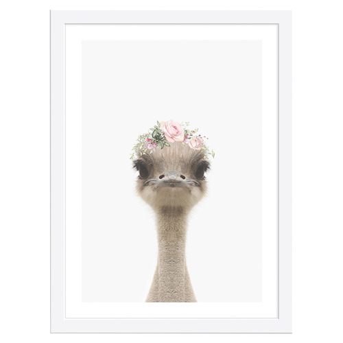 Baby Emu Rose Crown Framed Printed Wall Art