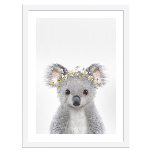 Baby Koala Daisy Crown Framed Printed Wall Art