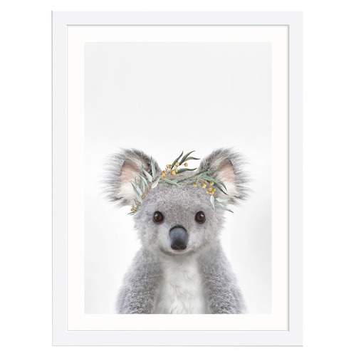 Baby Koala Eucalyptus Crown Framed Printed Wall Art