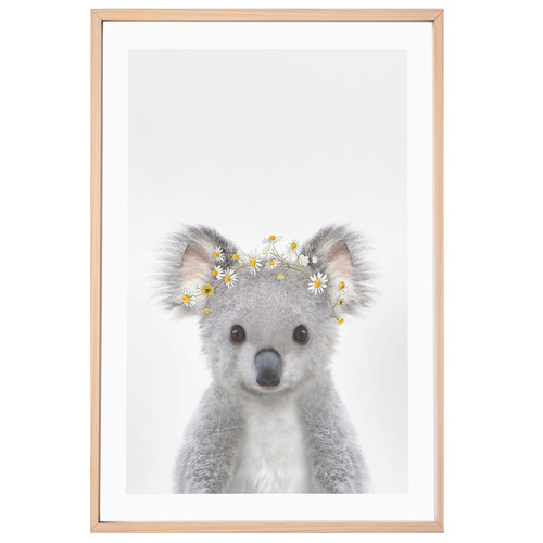 Baby Koala Daisy Crown Framed Printed Wall Art