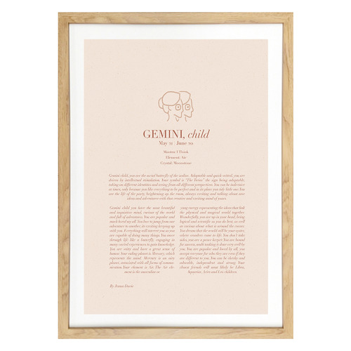 Blush Gemini Child Framed Printed Wall Art