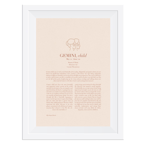 Blush Gemini Child Framed Printed Wall Art