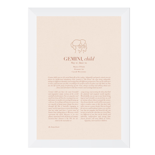 Blush Gemini Child Framed Printed Wall Art