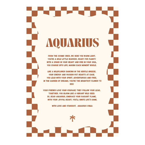 Zodiac Aquarius Child Printed Wall Art