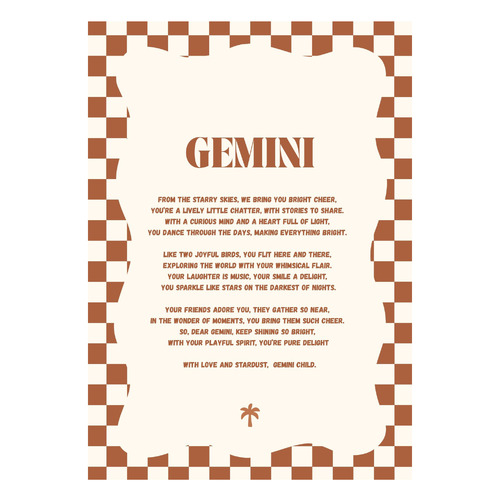 Zodiac Gemini Child Printed Wall Art