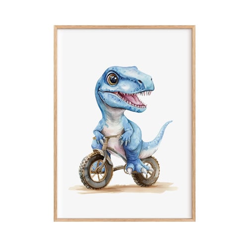 T-Rex on Dirt Bike Printed Wall Art