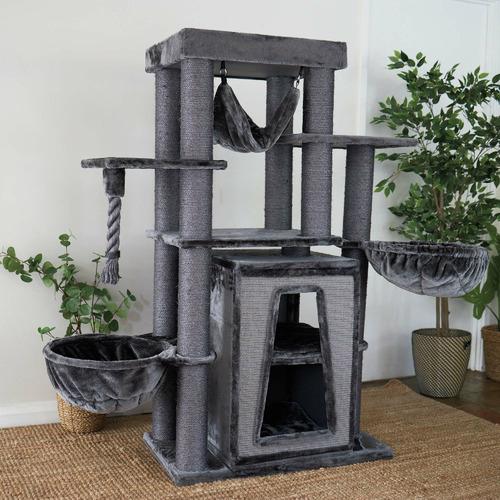 156cm Kitty Cubby Cat Tree Temple & ster