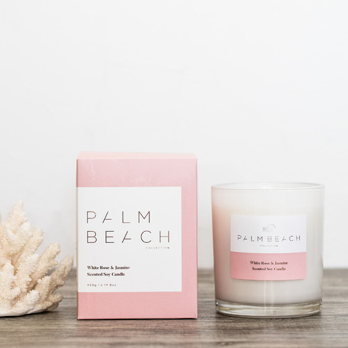 PalmBeachCollection 420g White Rose & Jasmine Soy Candle Temple & ster