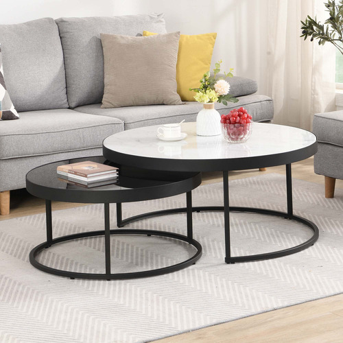 2 Piece Hagano Marble Nesting Coffee Table Set