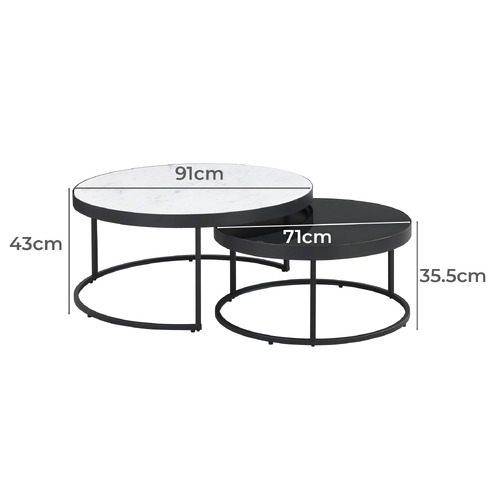 2 Piece Hagano Marble Nesting Coffee Table Set